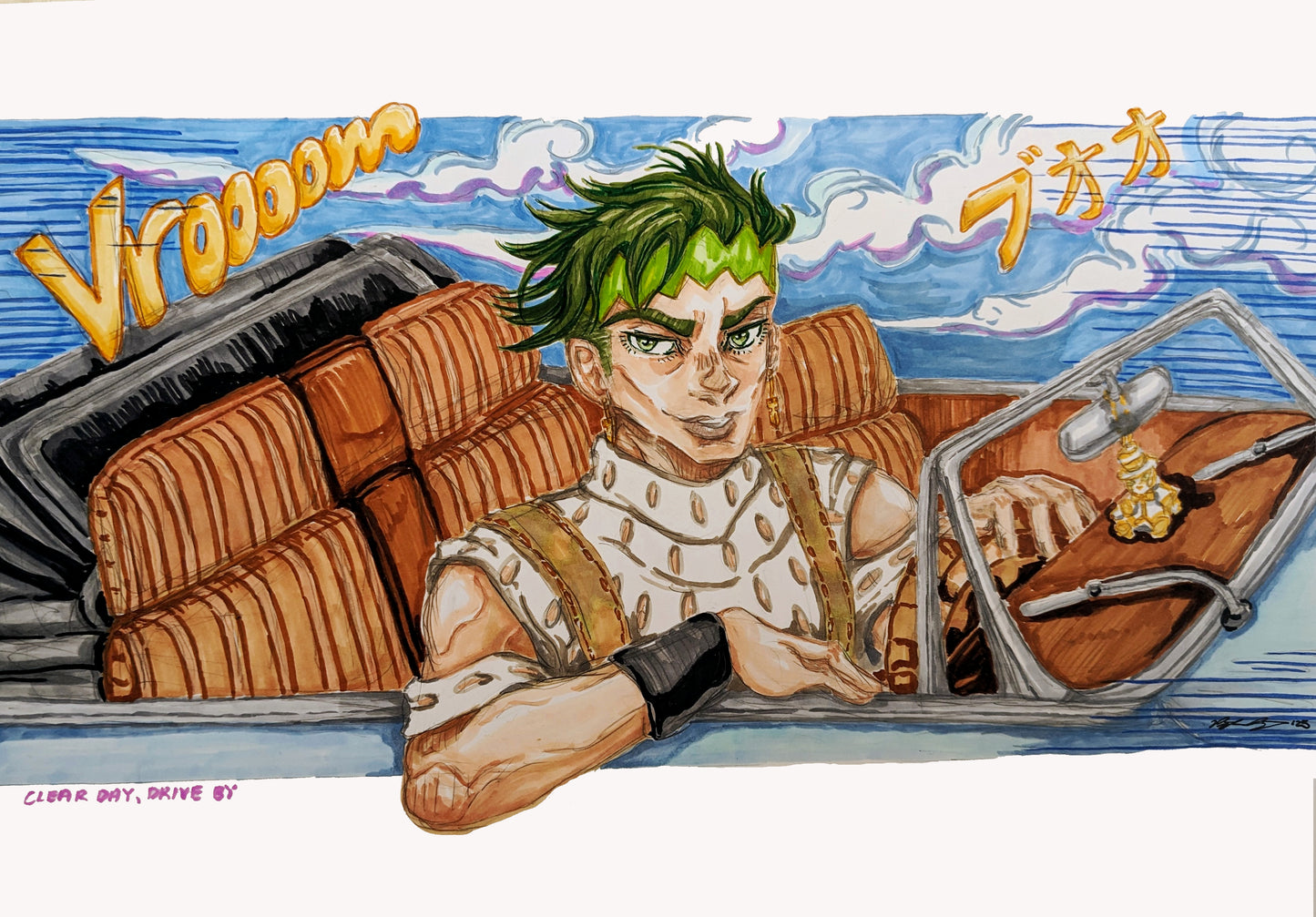 Clear Sky Drive By (JJBA Kishibe Rohan) Postcard Print