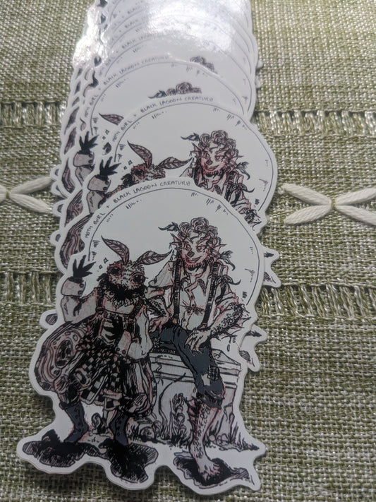 Moth Girl & Creature from the Black Lagoon Sticker