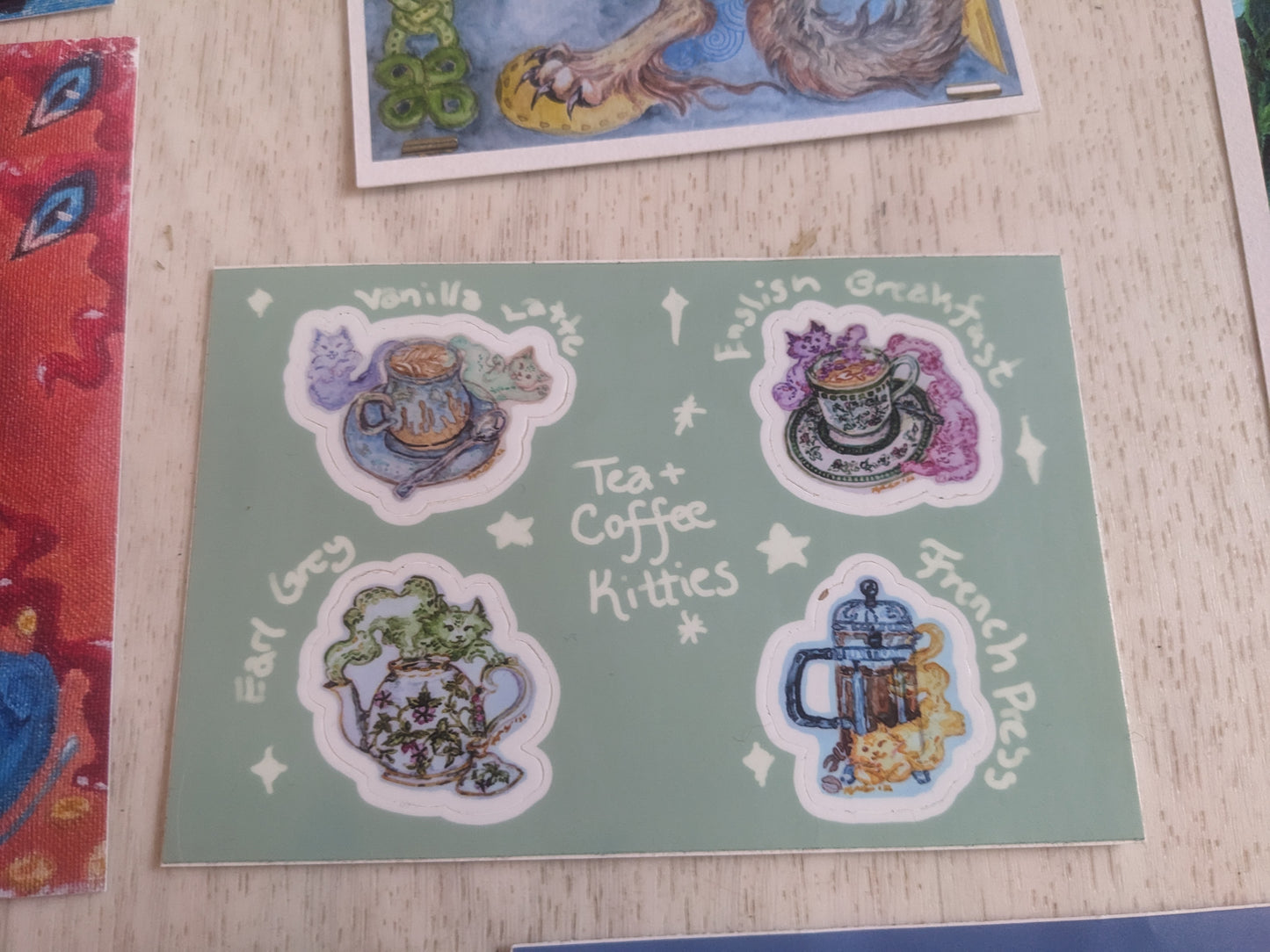 Tea & Coffee Kitties Sticker Sheet