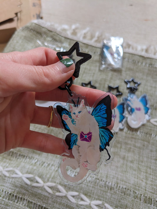 White Fairy Cat Keycharm