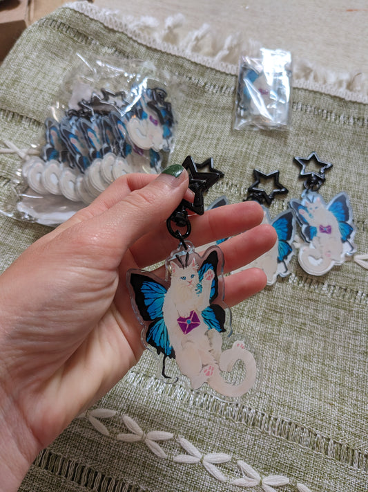 White Fairy Cat Keycharm