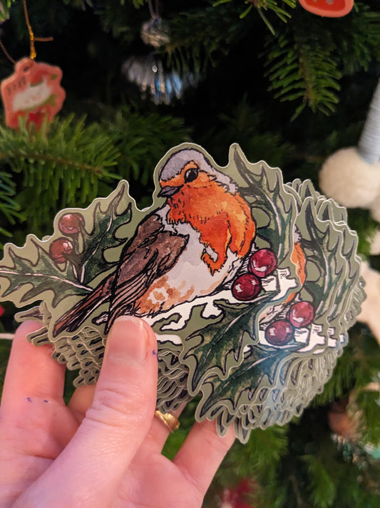 Winter Robin Large Sticker