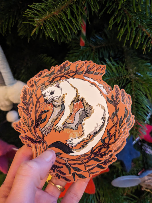 Winter Stoat Large Sticker