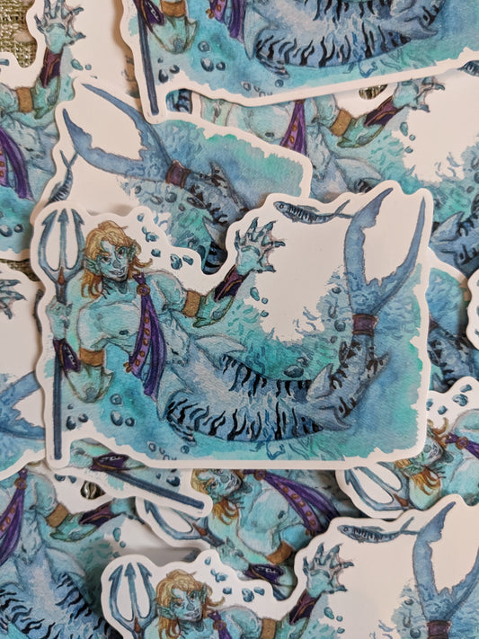 Tiger Shark Merman Sticker-Large