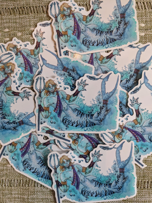 Tiger Shark Merman Sticker-Large