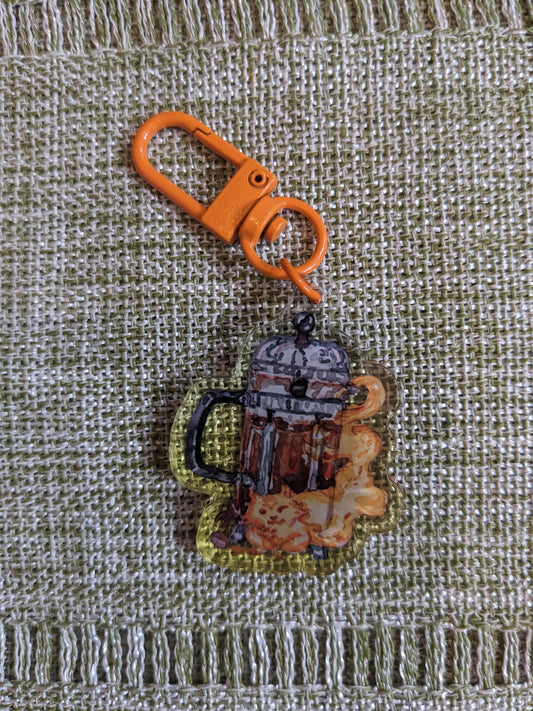 French Press Kitty Keycharm